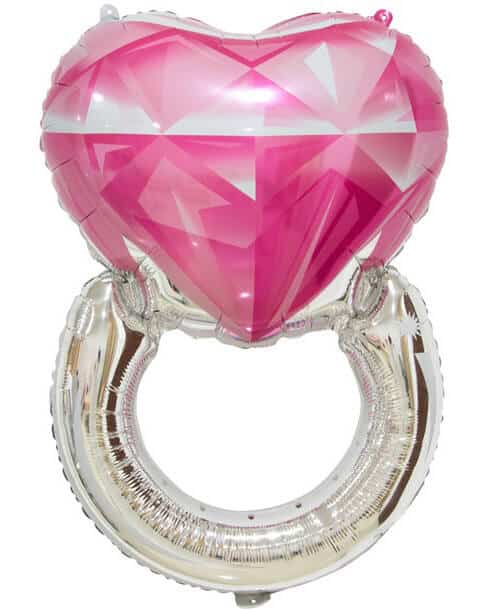 17537_Шар_(32_81_см)_Сердце_Кольцо_с_бриллиантом_Розовый_1_шт Сердце Кольцо с бриллиантом — изображение 1